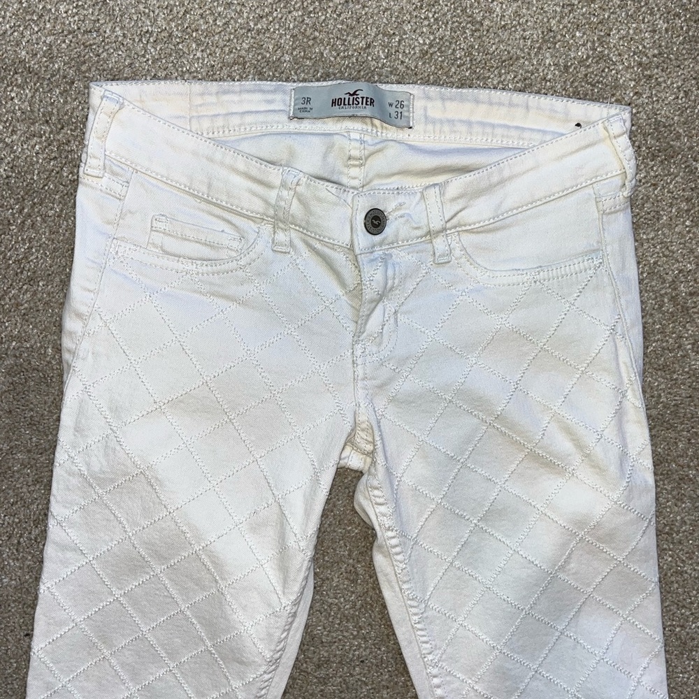 Hollister White Jeans with Embroidery